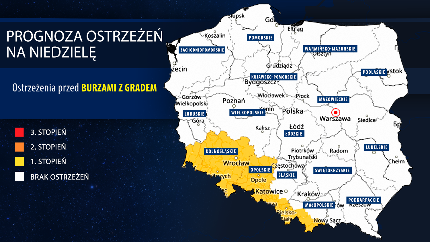 Prognoza zagrożeń IMGW na niedzielę