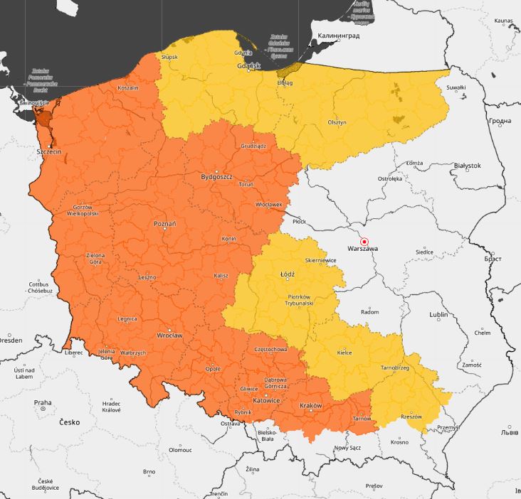 Prognoza zagrożeń IMGW na środę