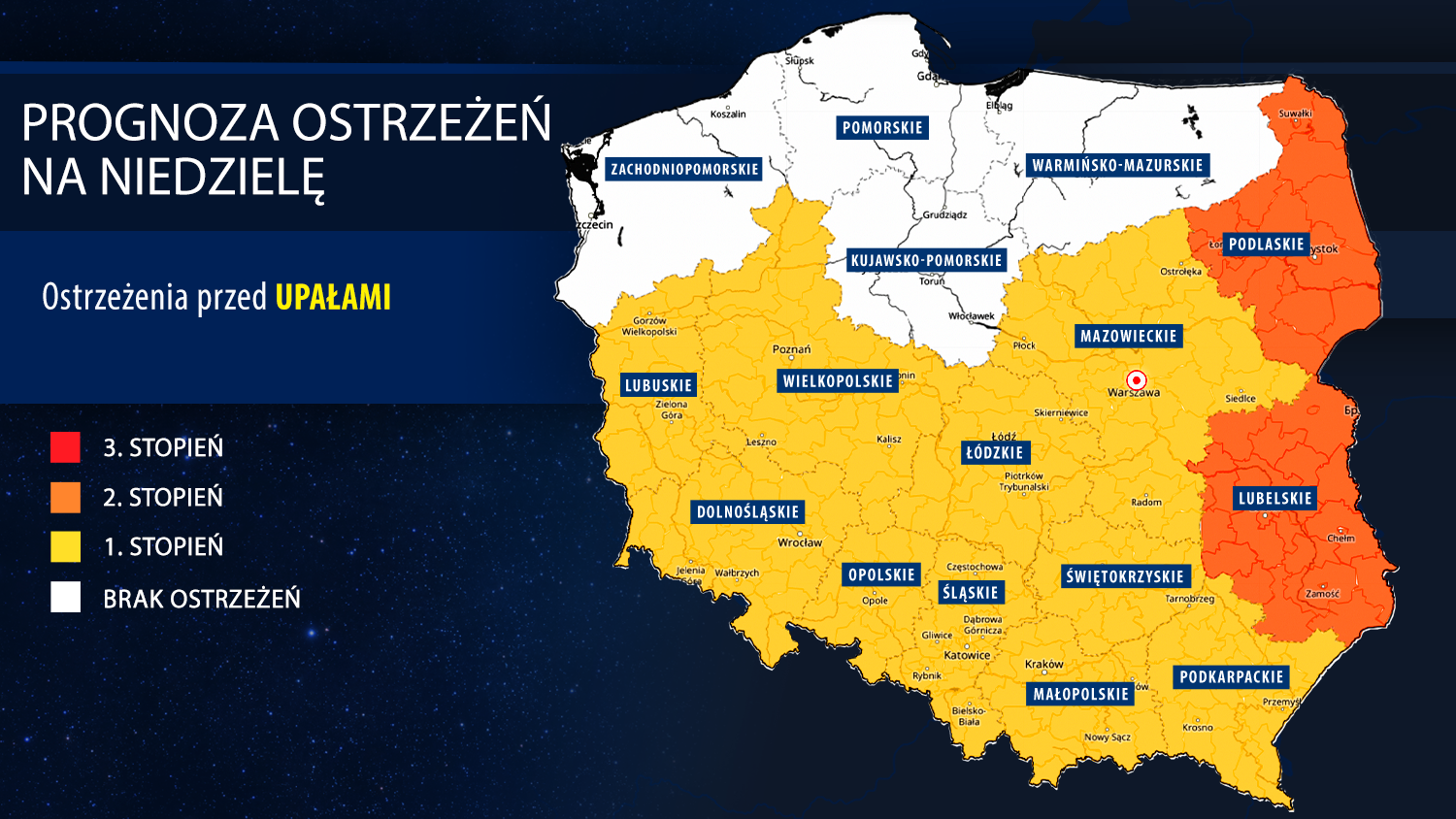 Prognoza zagrożeń meteorologicznych na niedzielę