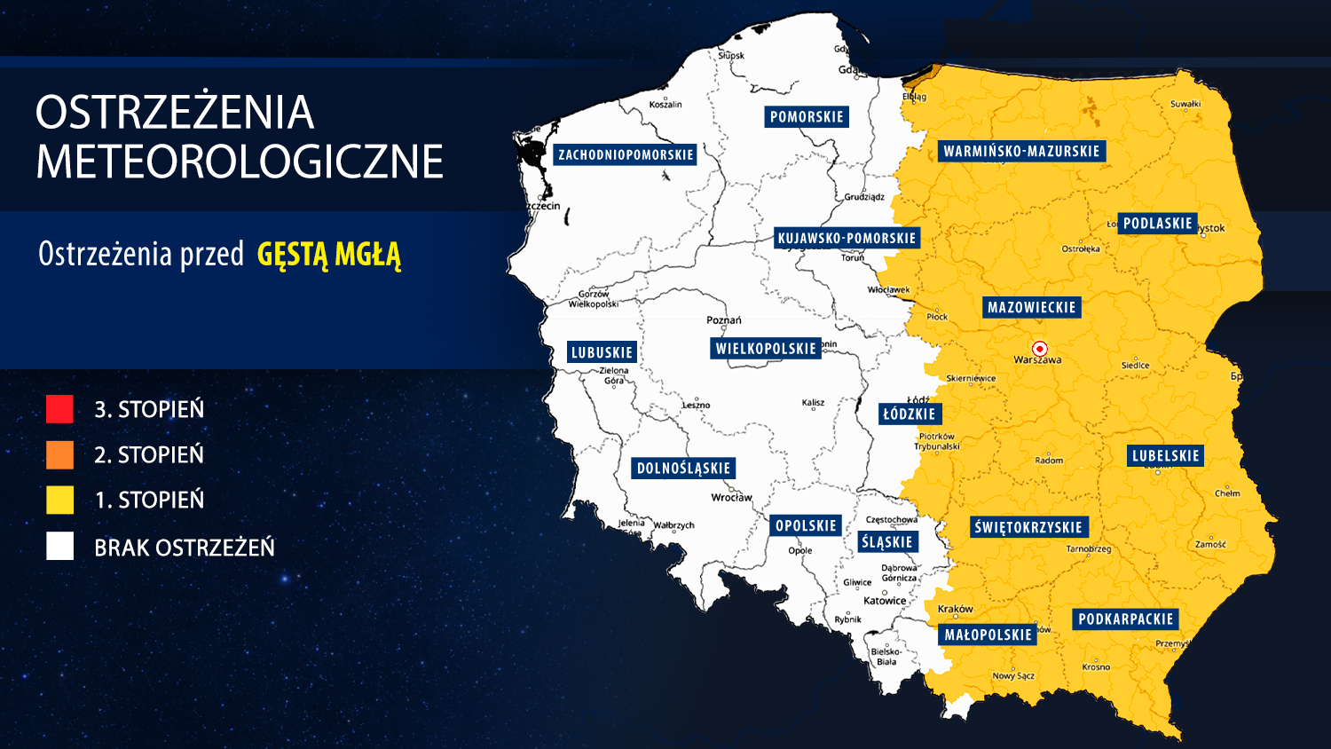 Ostrzeżenia IMGW przed gęstą mgłą