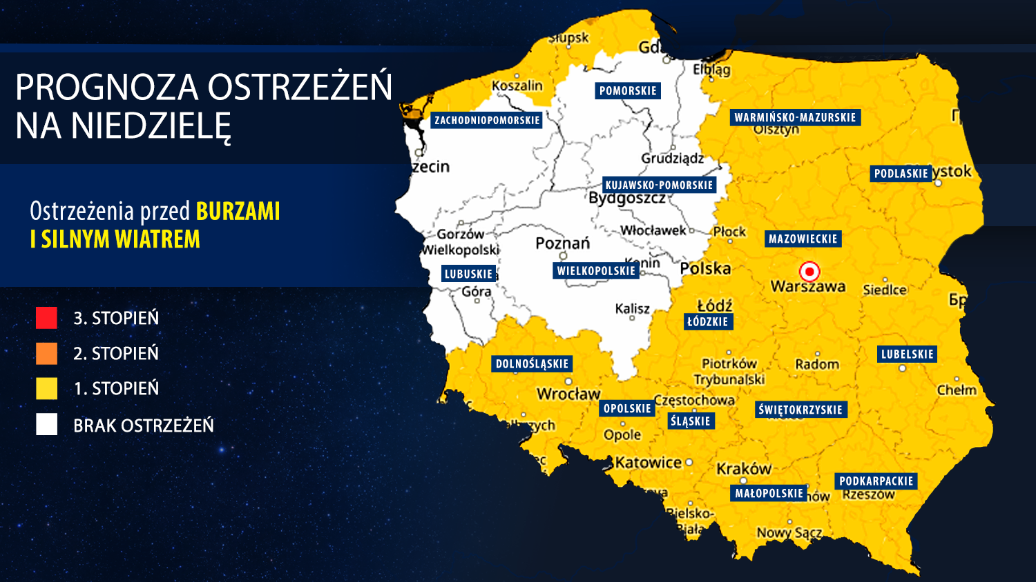 Prognoza alertów na niedzielę