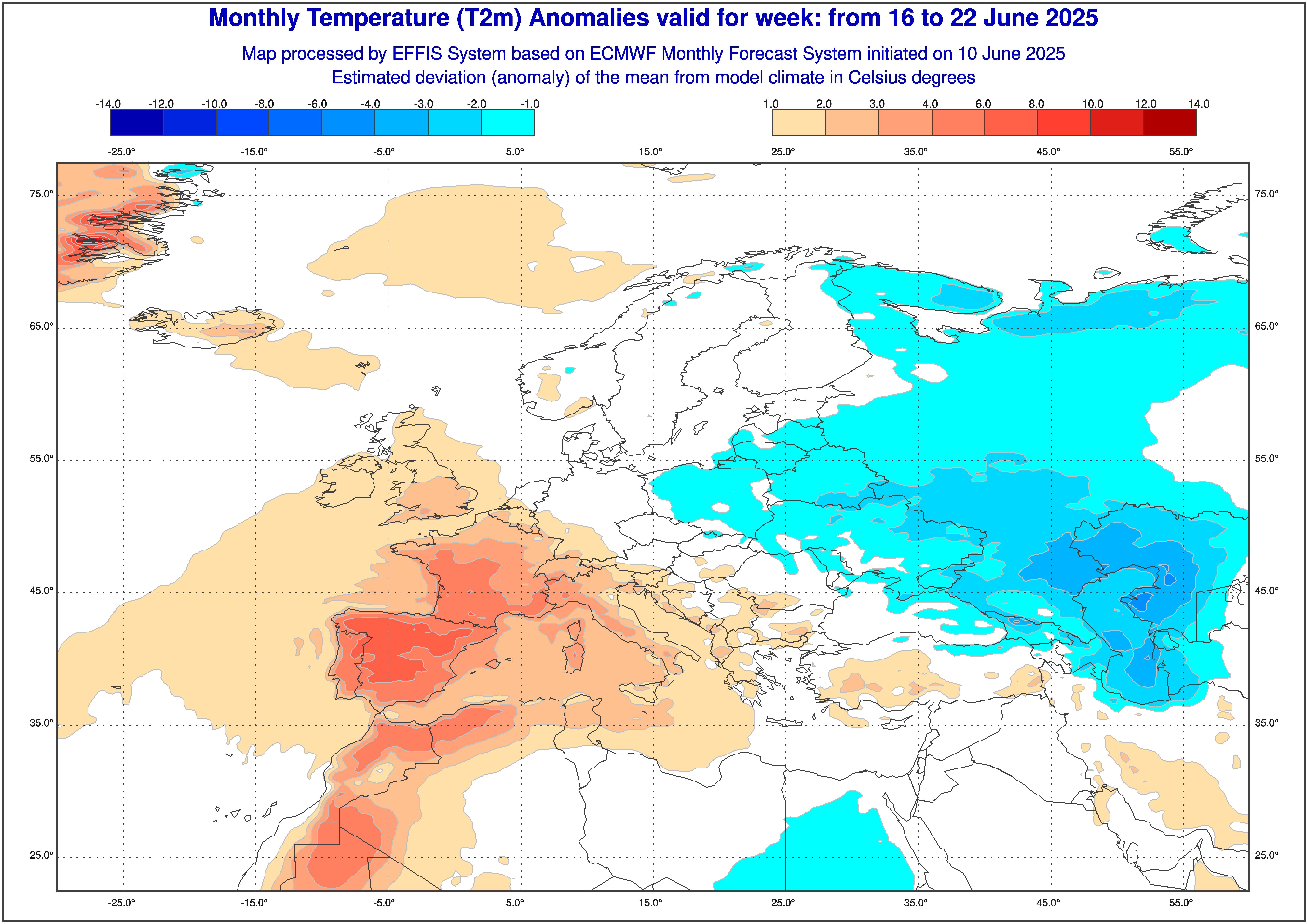 Chłodny tydzień 16 do 22 czerwca, prognoza odchylenia temperatury poniżej normy