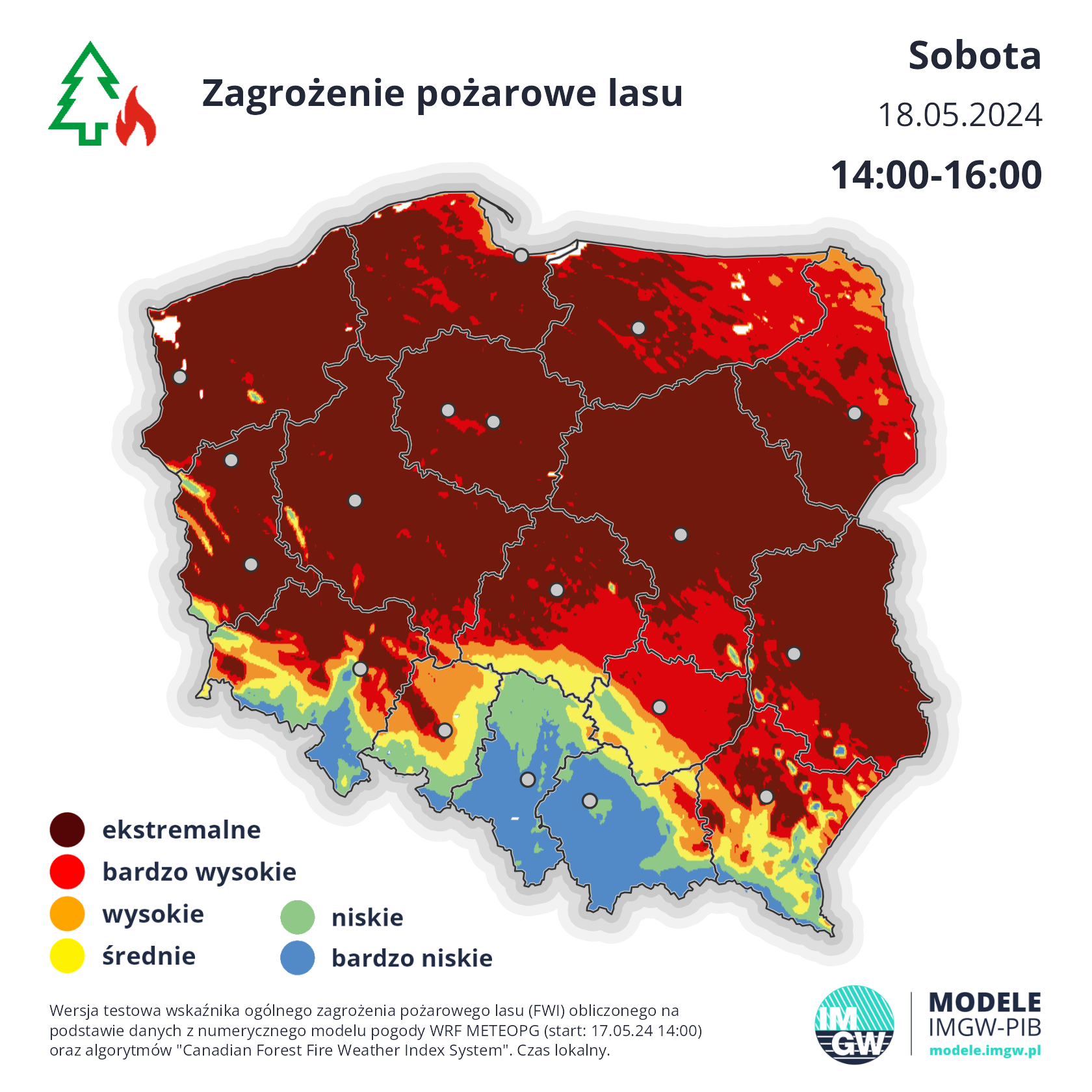 Zagrożenie pożarowe lasu w sobotę