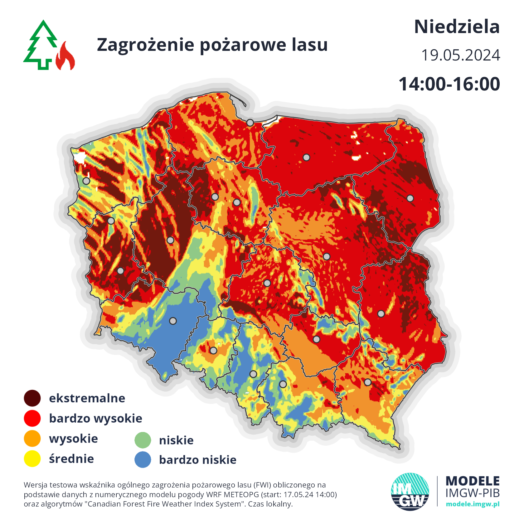 Zagrożenie pożarowe lasu w niedzielę