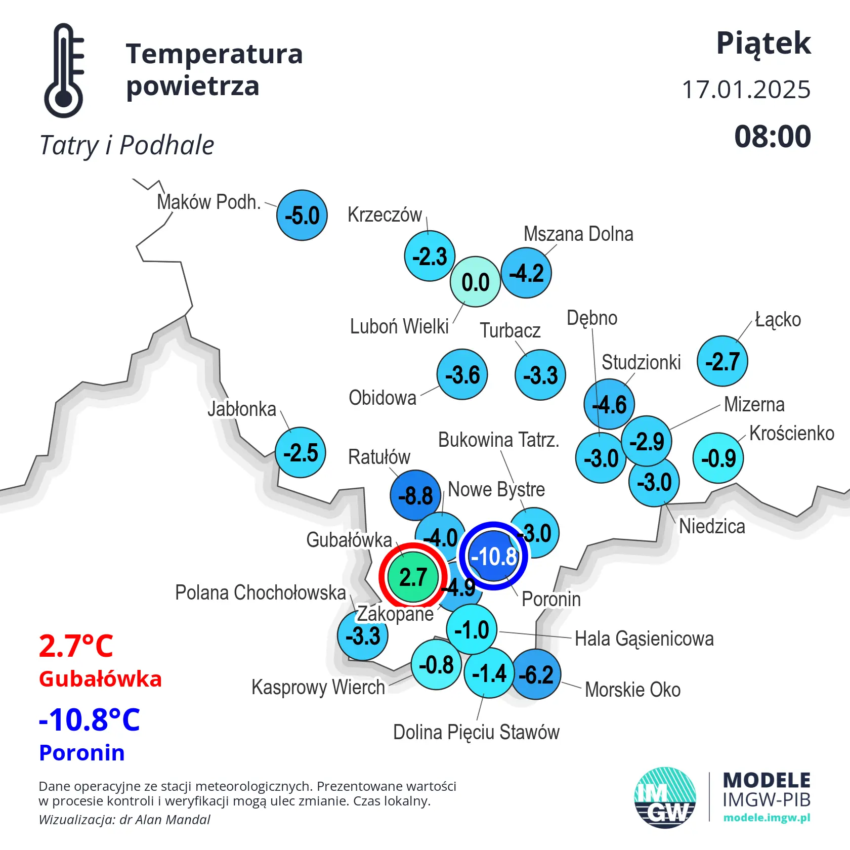 17 stycznia 2025, stan na godzinę 8