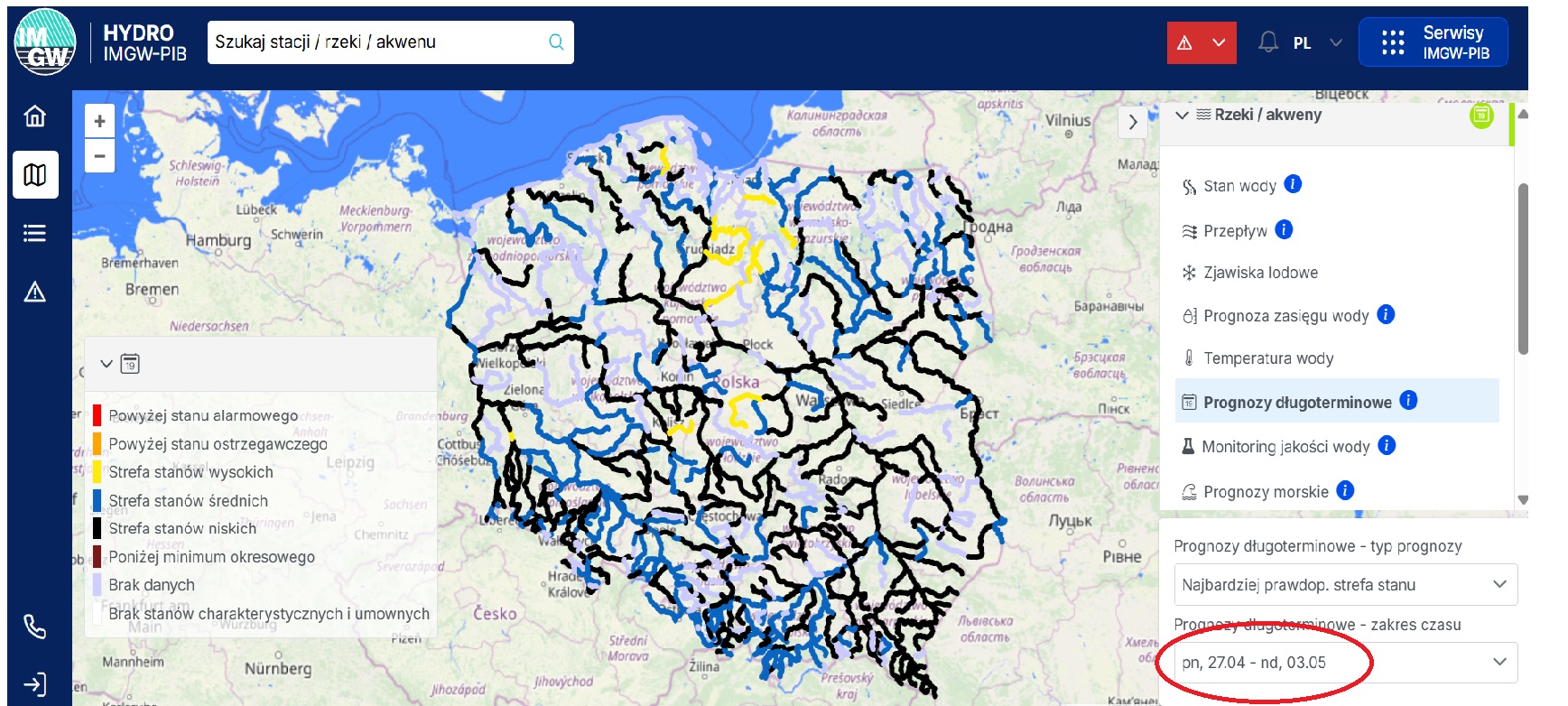 Prognoza hydrologiczna stanów na rzekach na przełomie kwietnia i maja