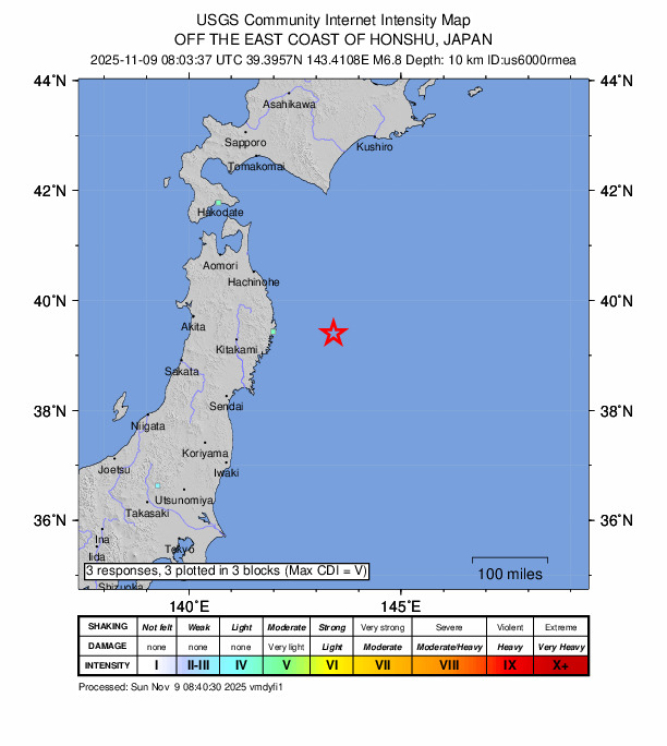 Silne trzęsienie ziemi u wybrzeży Japonii