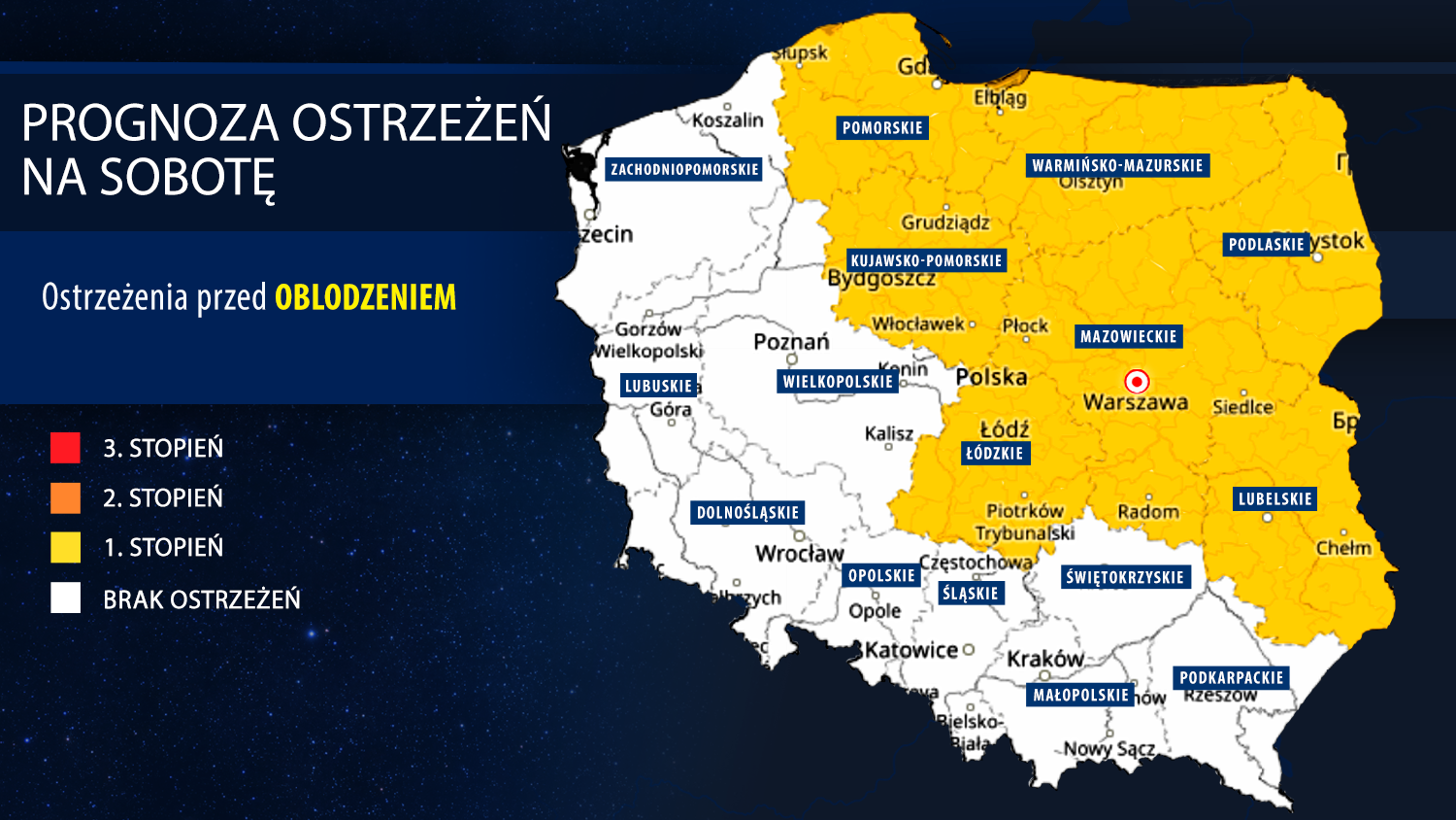 Prognoza zagrożeń IMGW na sobotę