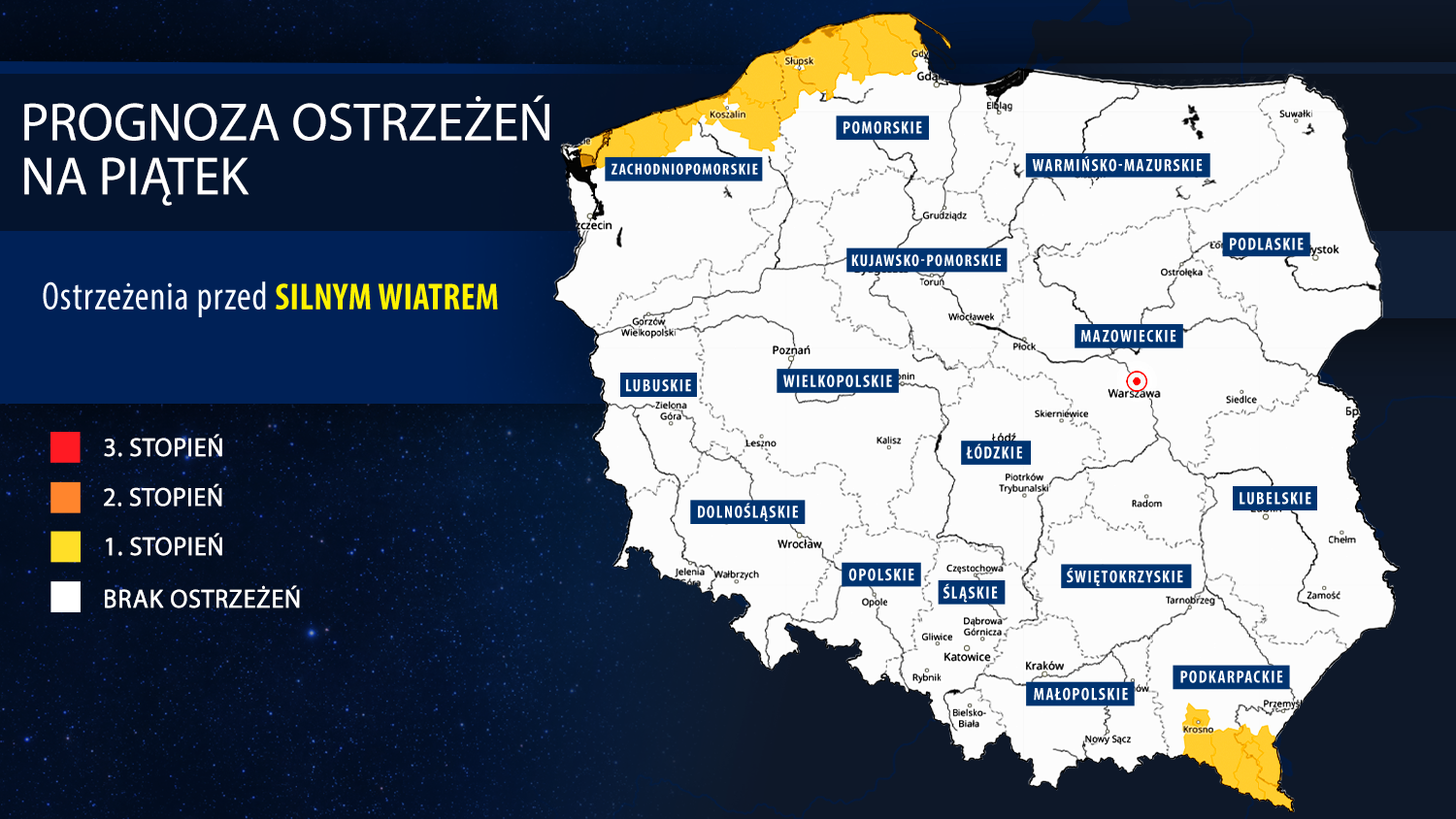 Prognoza ostrzeżeń meteorologicznych na piątek