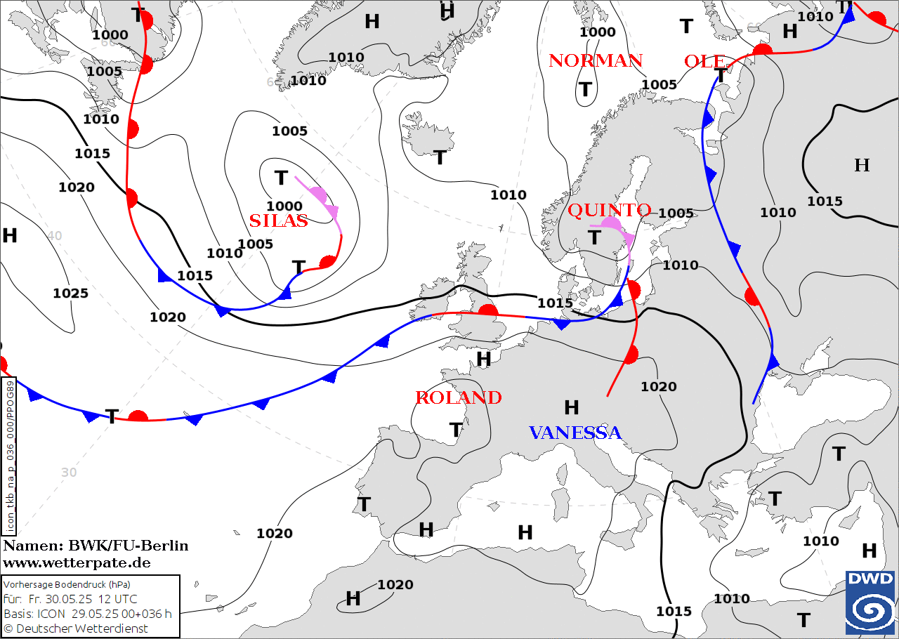Polska dostaje się od zachodu pod wpływ wiru niżowego Quinto