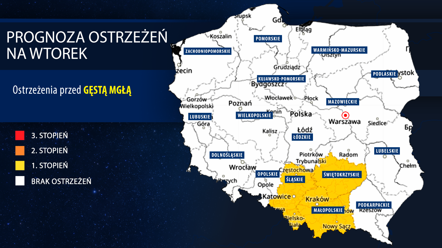 Prognoza zagrożeń meteorologicznych na wtorek