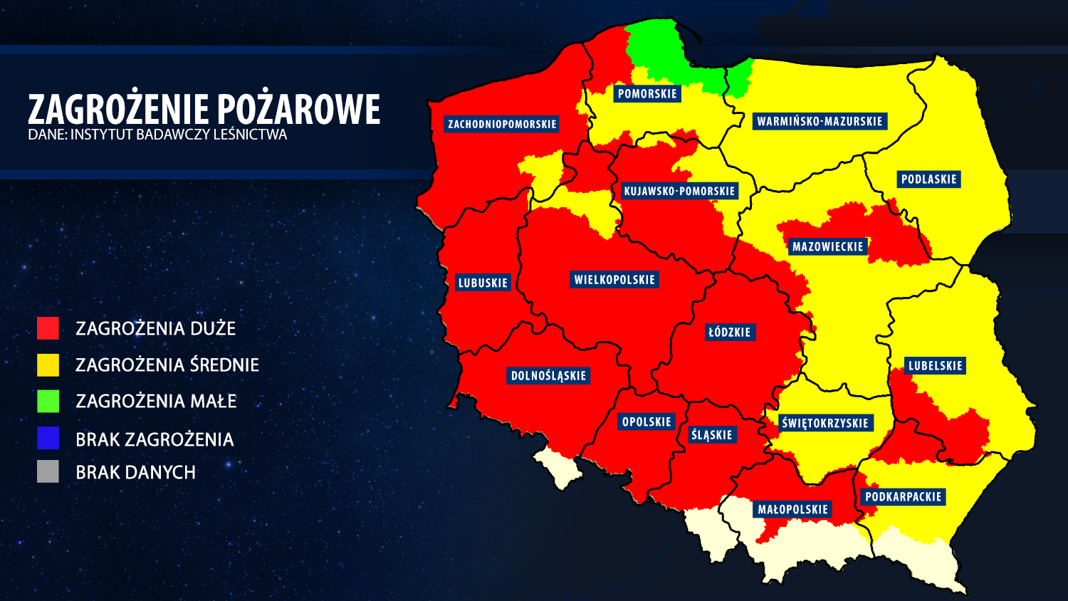 Zagrożenie pożarowe w lasach w czwartek