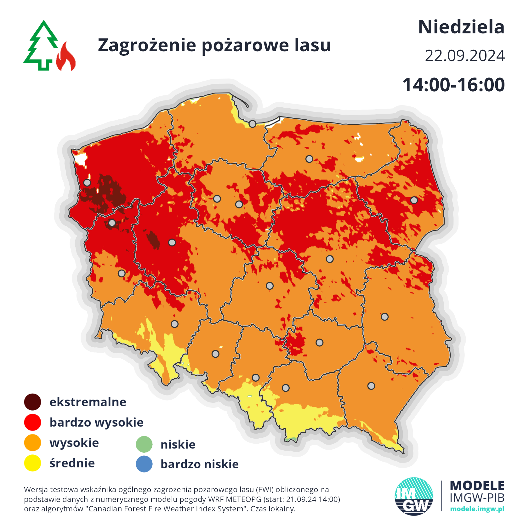 Zagrożenie pożarowe lasu w niedzielę