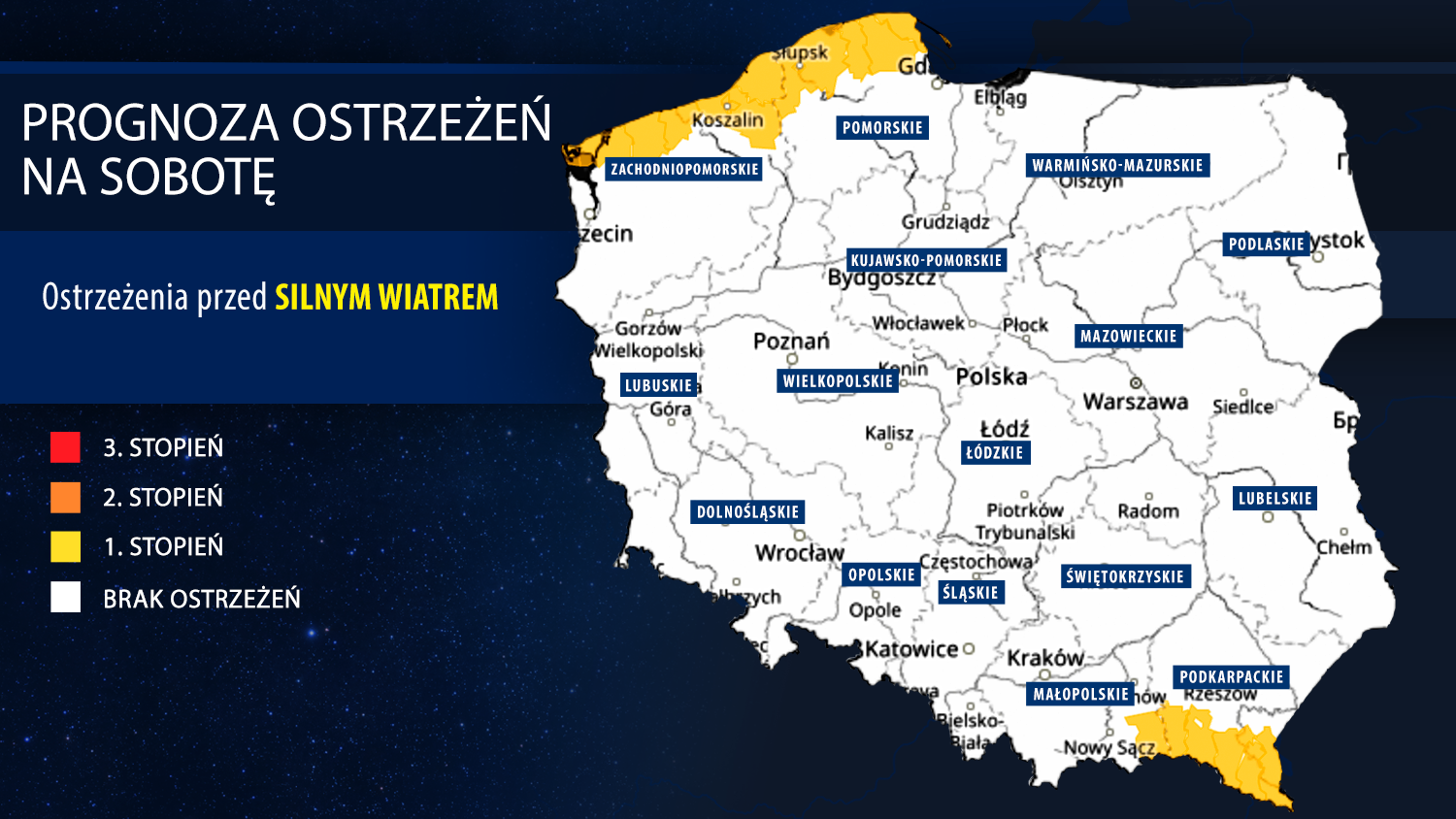 Prognoza zagrożeń na sobotę