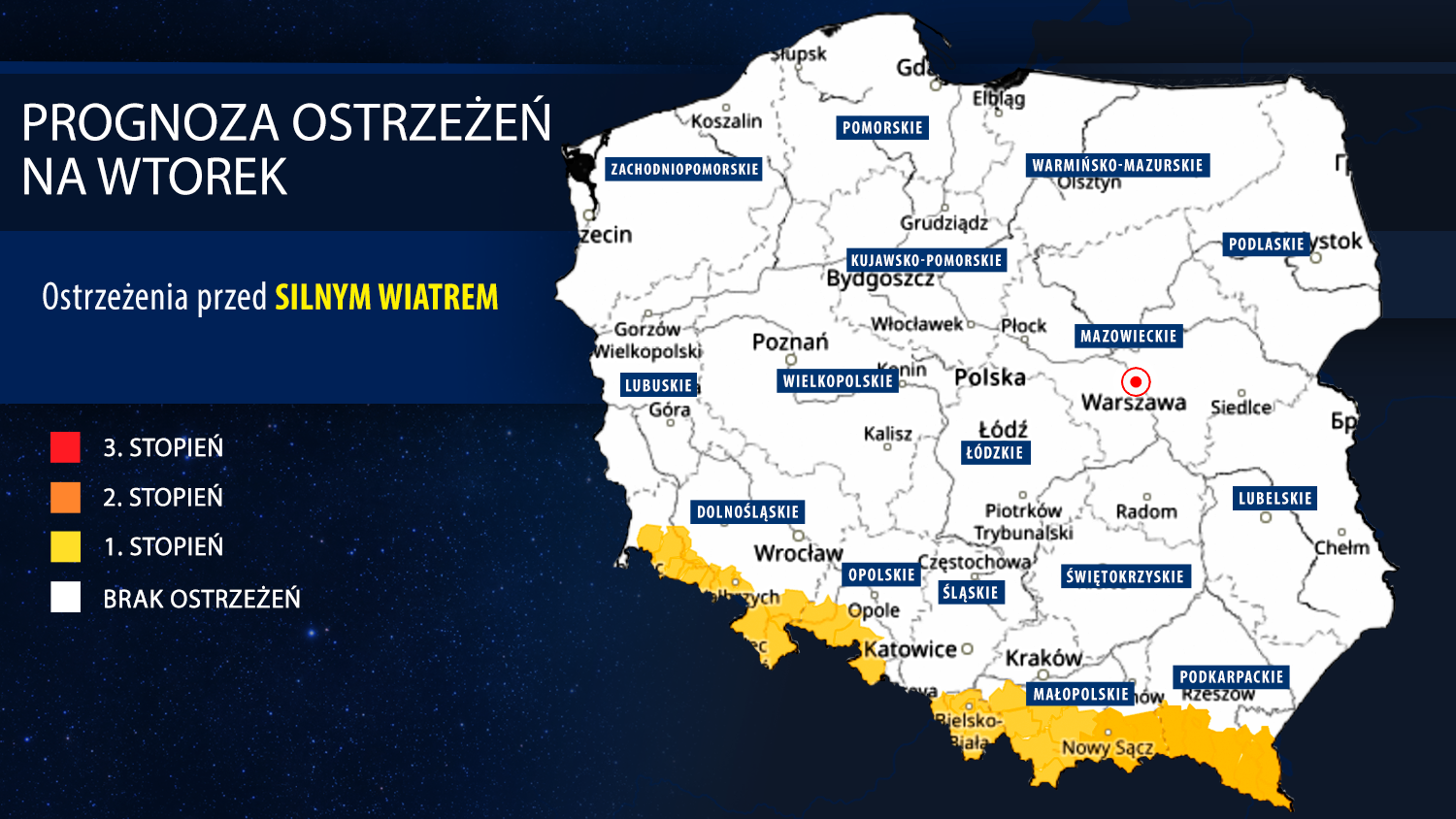 Prognoza zagrożeń na wtorek