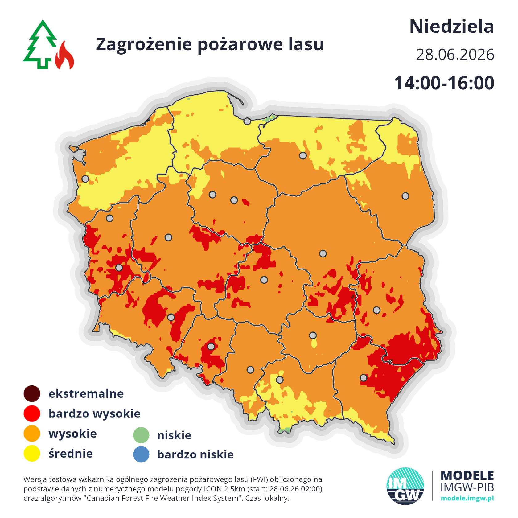 Zagrożenie pożarowe w Polsce w niedzielę 28.06