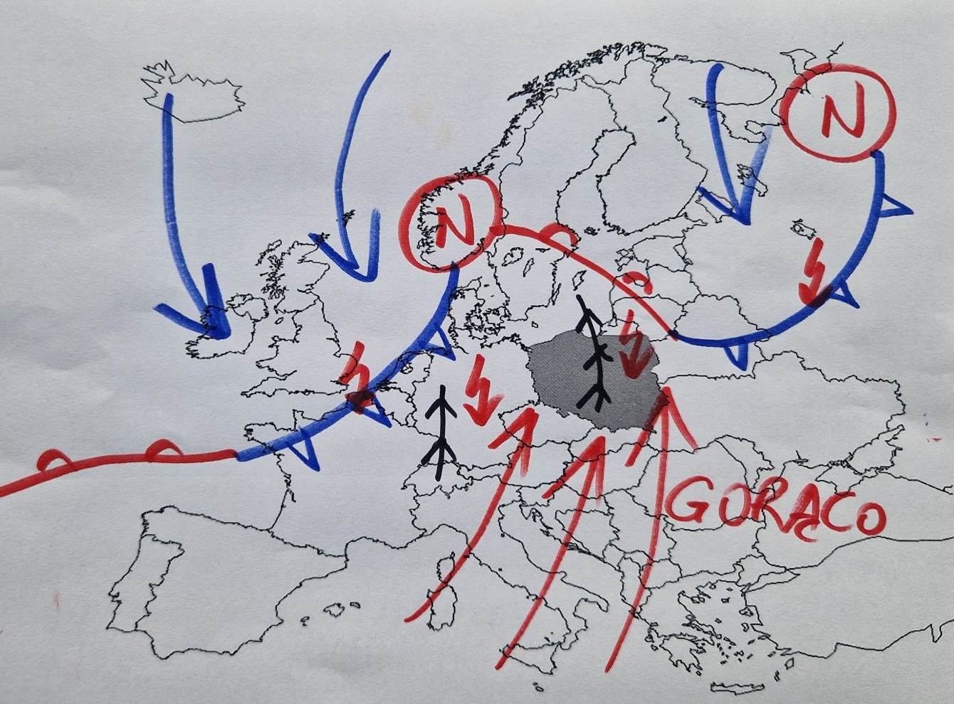 Sytuacja baryczna nad Europą