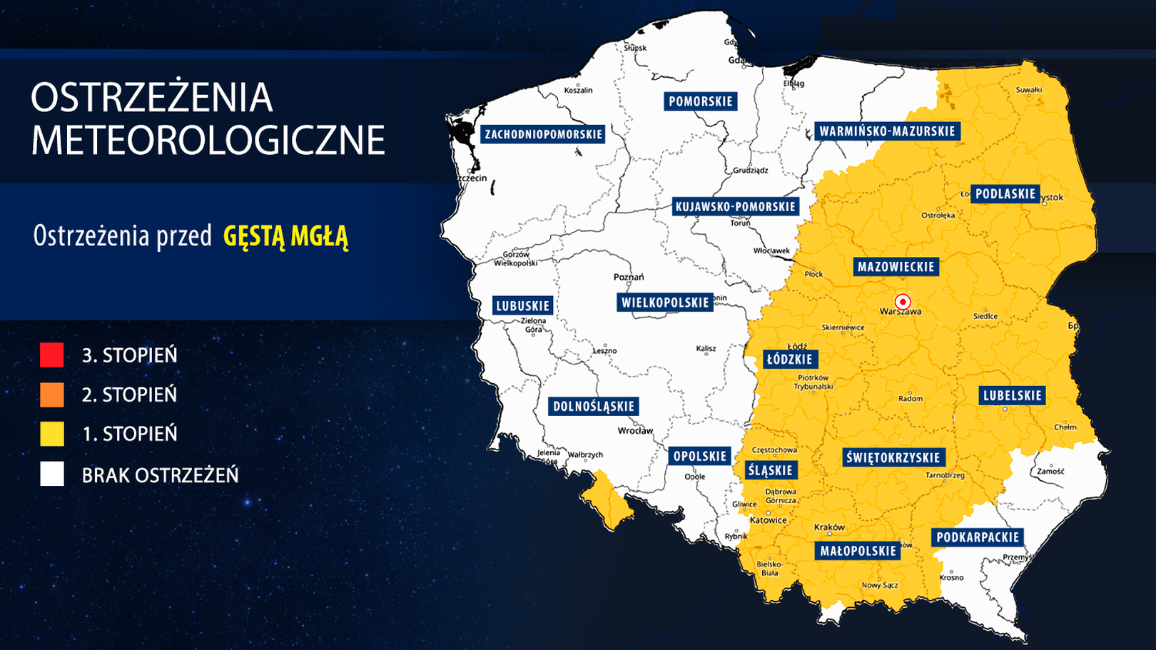 Ostrzeżenia IMGW przed gęstą mgłą