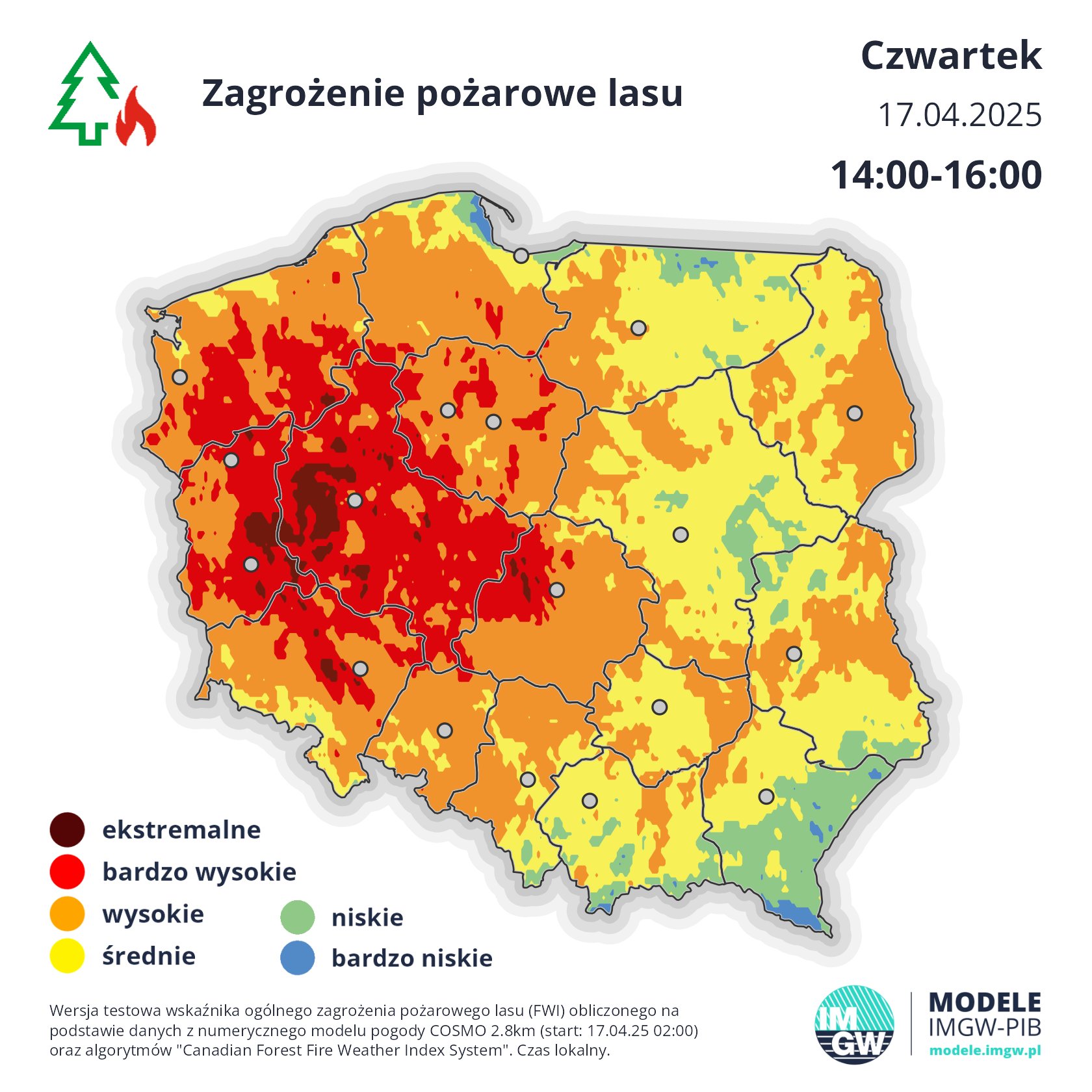 Zagrożenie pożarowe w czwartek 18.04