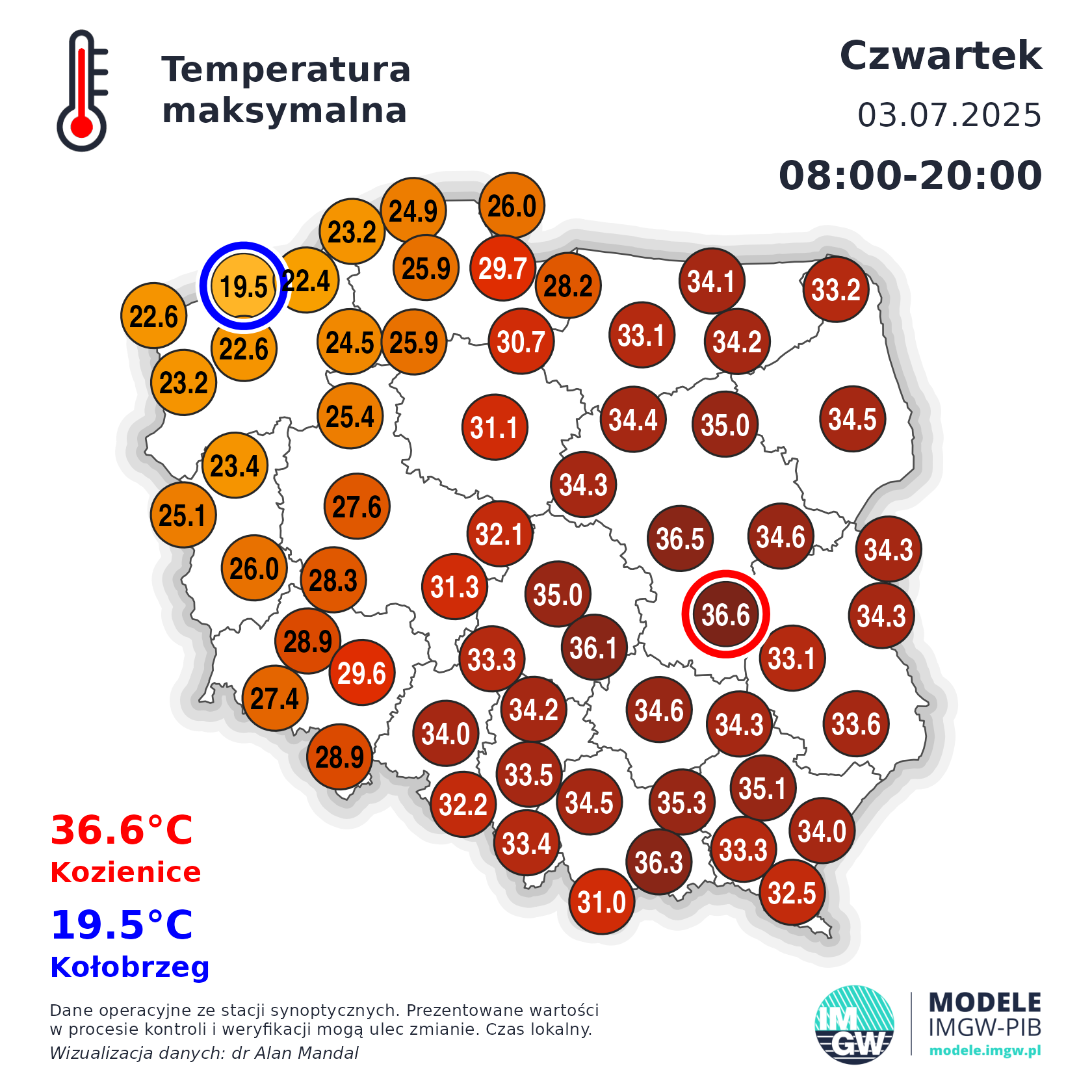 Temperatura w Polsce 3 lipca 2025 roku