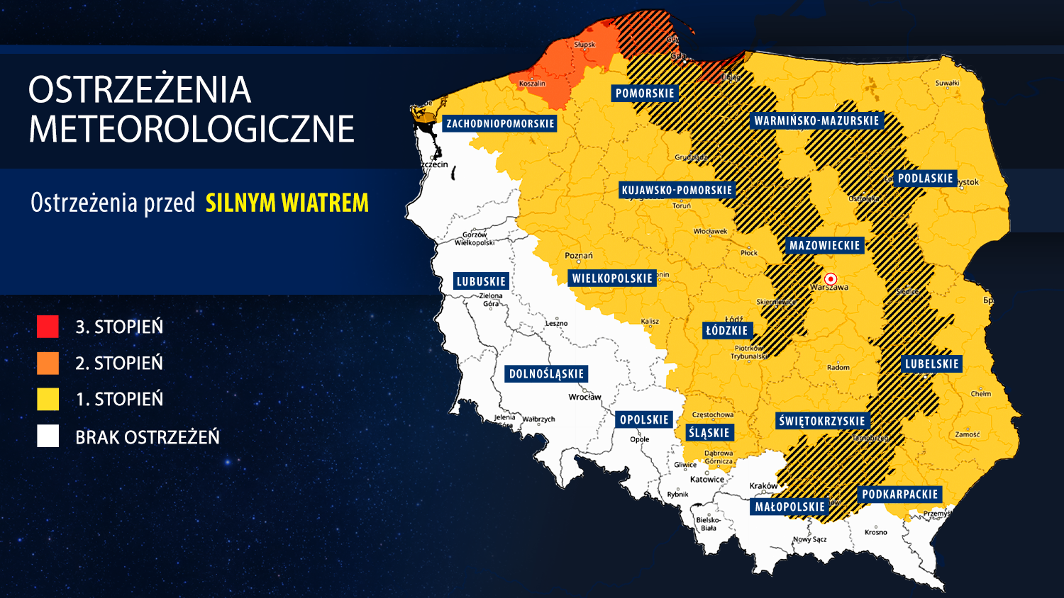 Ostrzeżenia IMGW przed silnym wiatrem