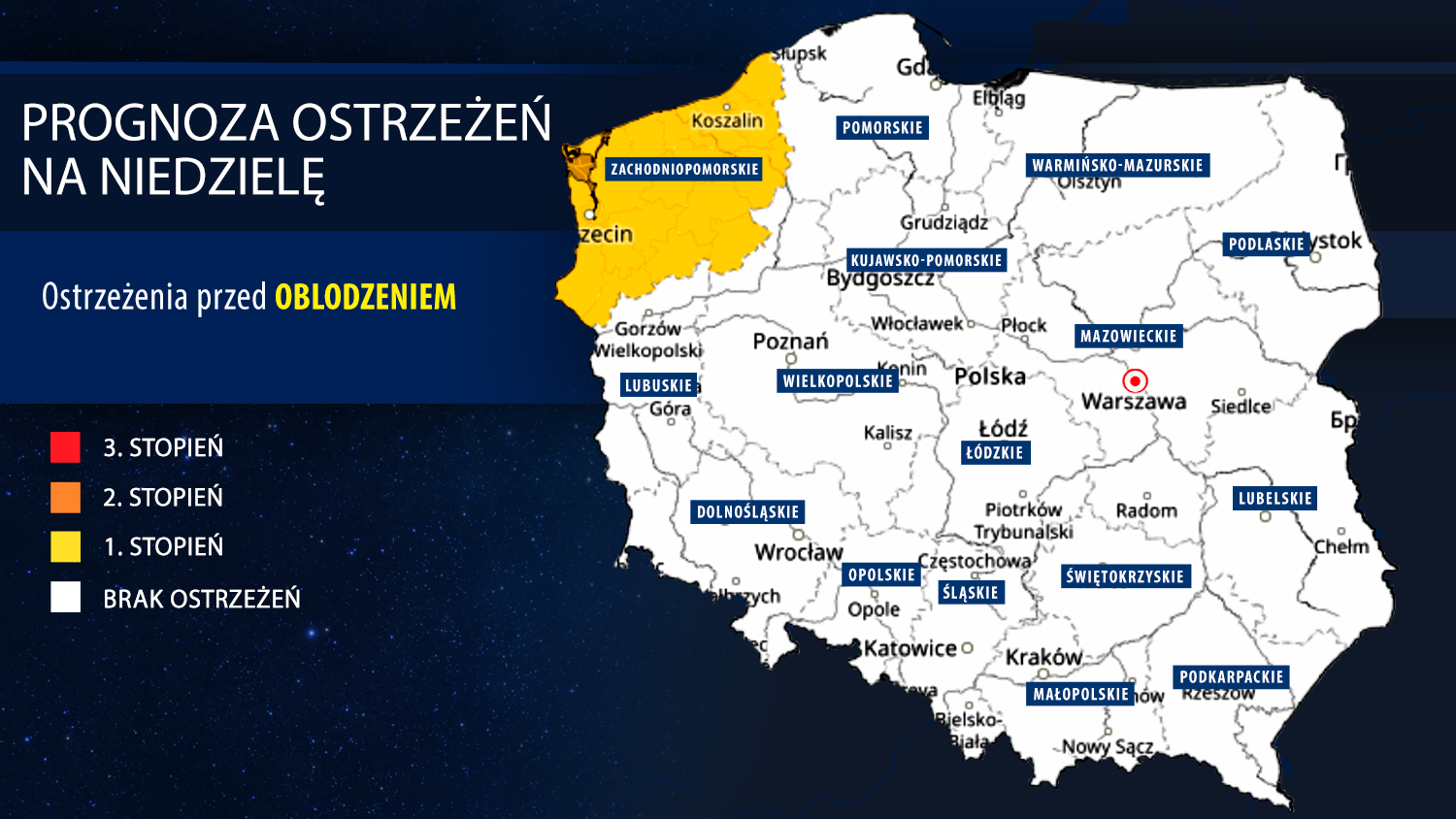 Prognoza zagrożeń IMGW na niedzielę