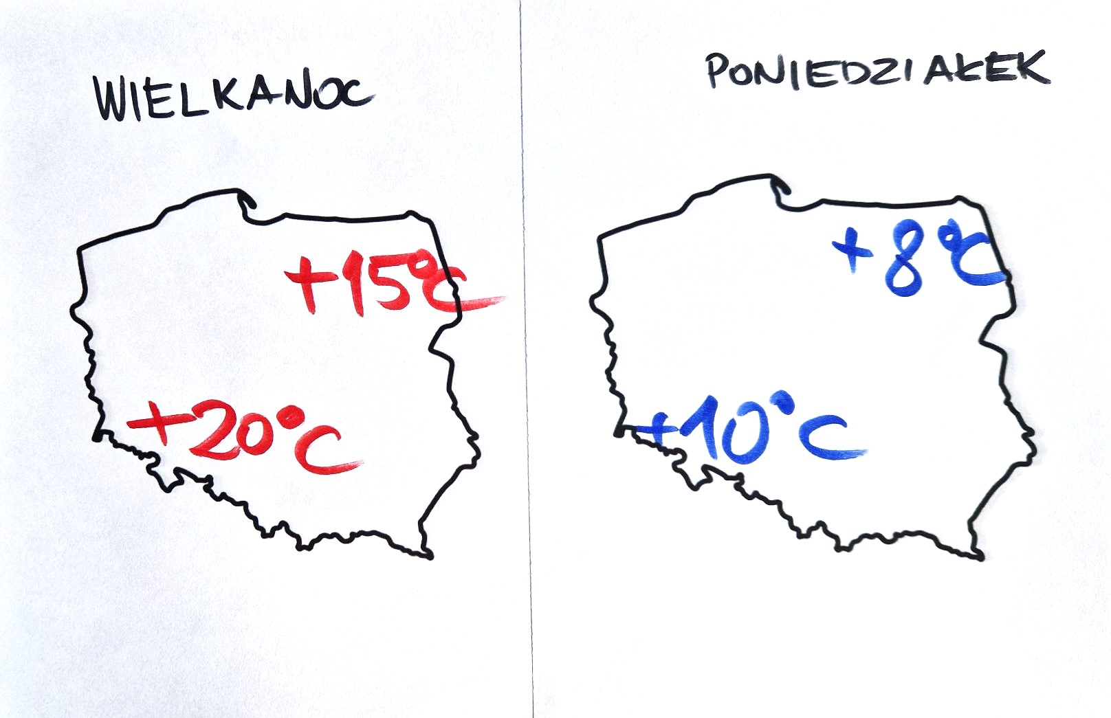 Różnica temperatury w trakcie świąt Wielkiejnocy