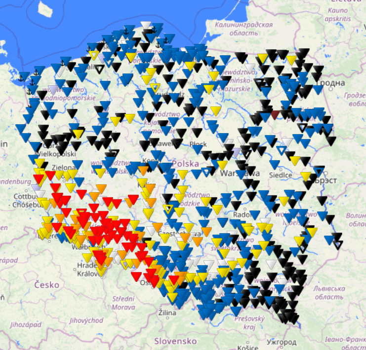 Stan wody w rzekach o godzinie 10 w środę 18.09