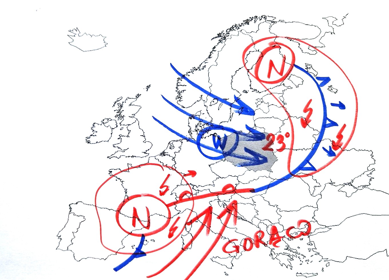 Sytuacja pogodowa nad Europą