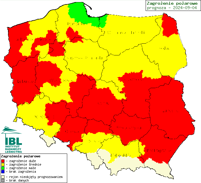 Zagrożenie pożarowe w środę 
