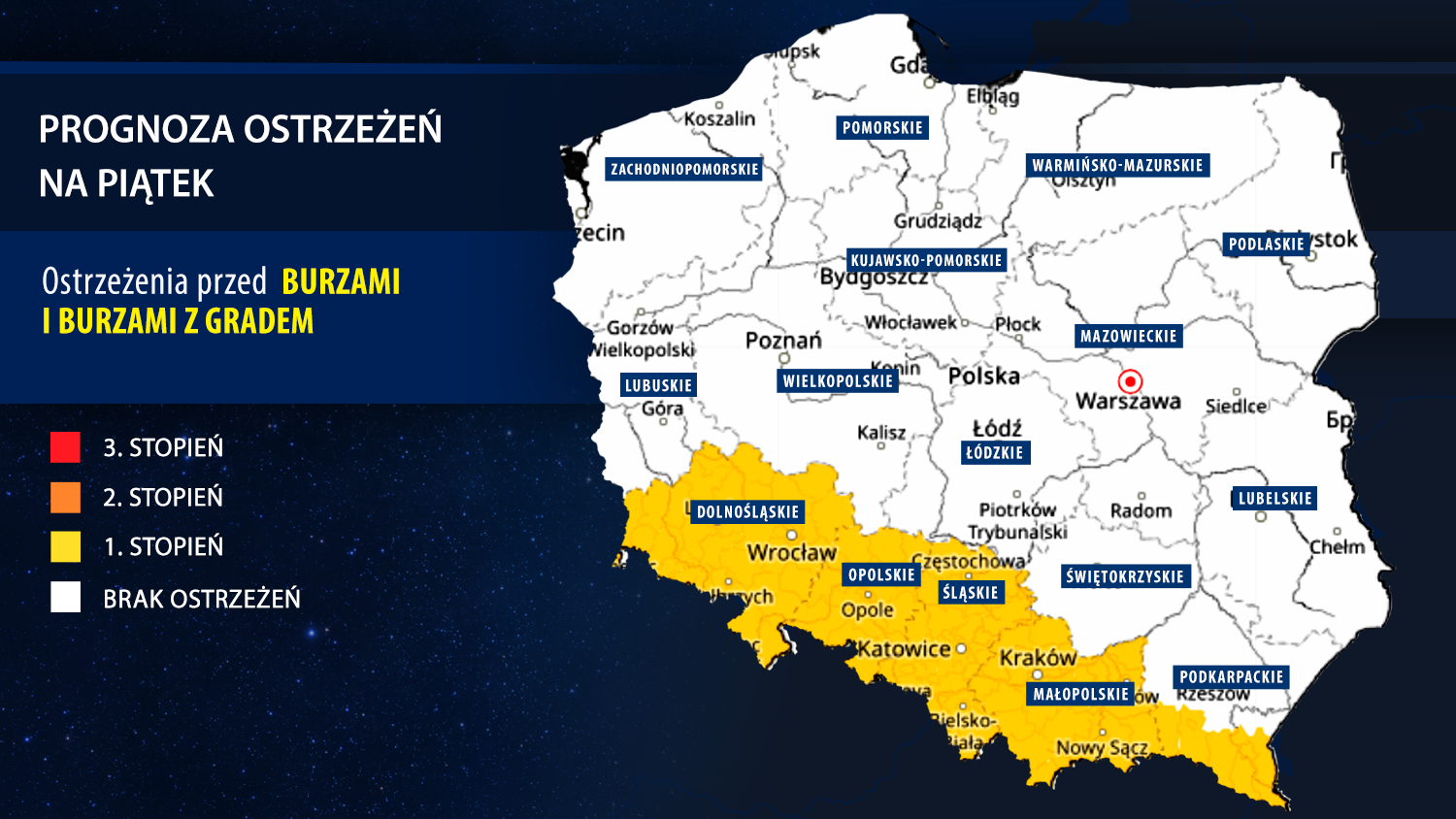 Prognoza zagrożeń IMGW na piątek
