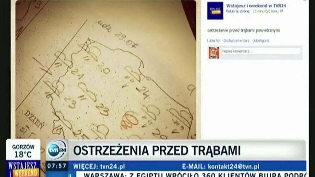 Agnieszka Cegielska o niedzielnych gwałtownych zjawiskach pogodowych (TVN24)
