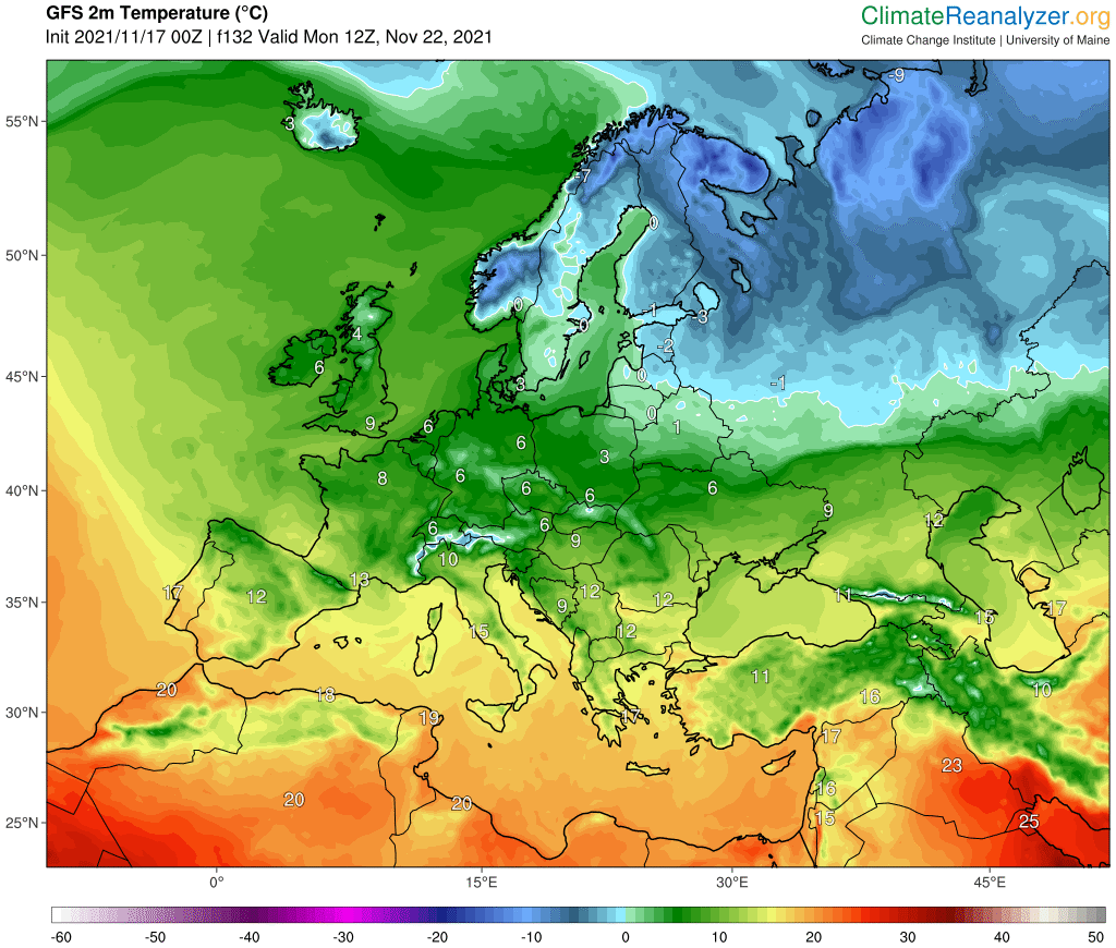 Temperatura maksymalna w poniedziałek na wysokości dwóch metrów