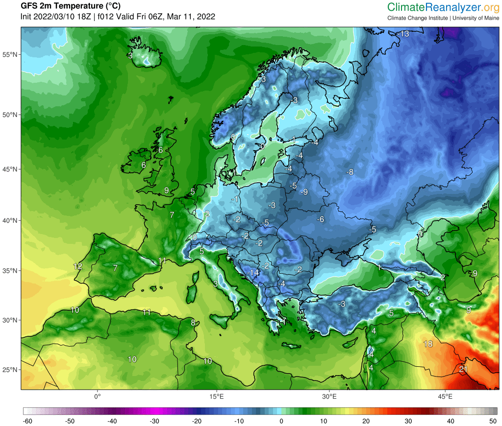 Temperatura w Europie w piątek rano