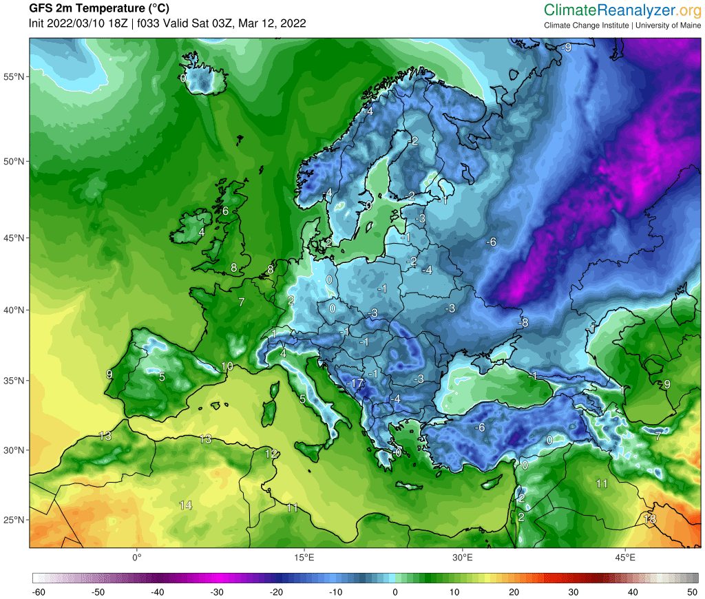 Temperatura w Europie w sobotę rano