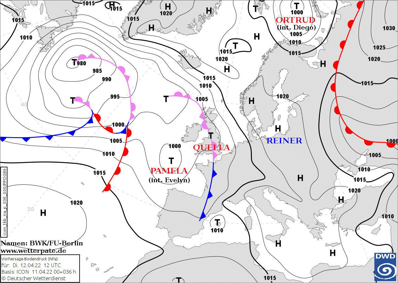 Sytuacja baryczna w Europie, 12.04.2022