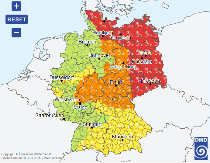Aktualne ostrzeżenia meteorologiczne w Niemczech