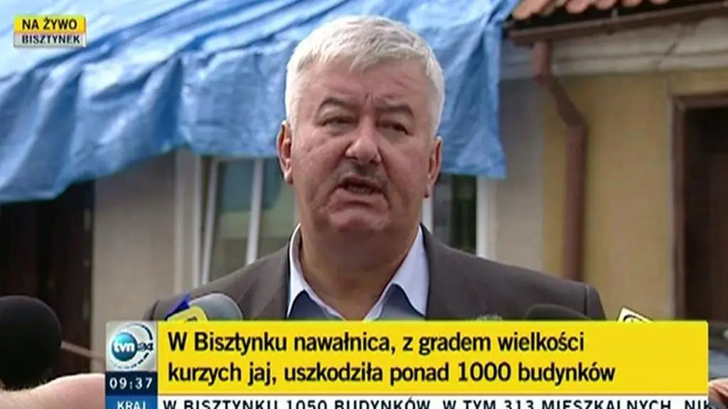 Burmistrz Bisztynka i wojewoda warmińsko-mazurski o stratach po gradobiciu (TVN24)