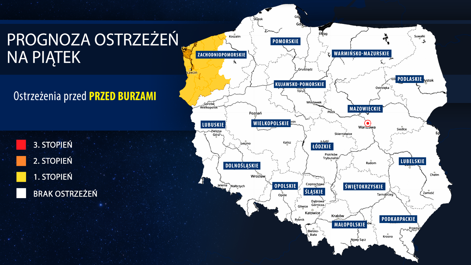 Prognoza ostrzeżeń na piątek