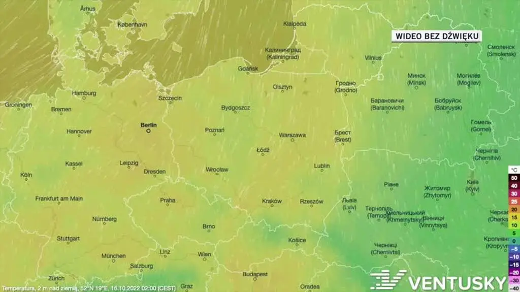 Prognoza temperatury w dniach 16-20