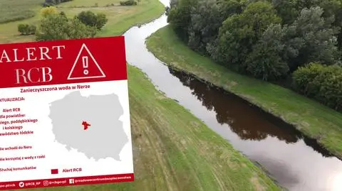 Zanieczyszczona woda w rzece Ner