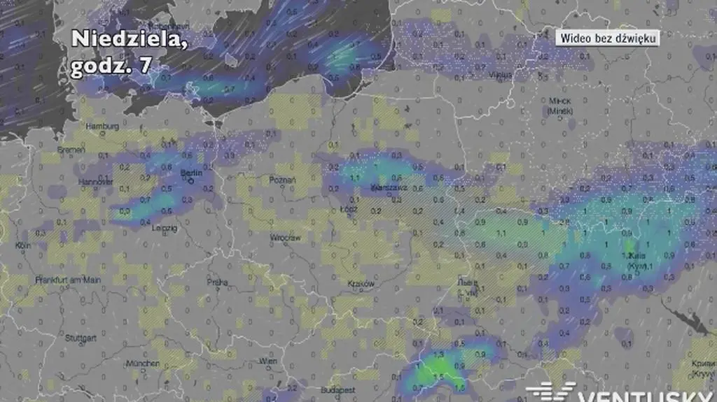 Opady w najbliższych dniach (ventusky