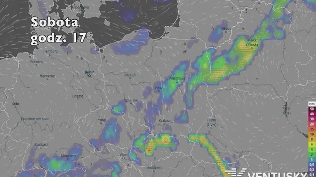 Opady w najbliższych dniach (ventusky