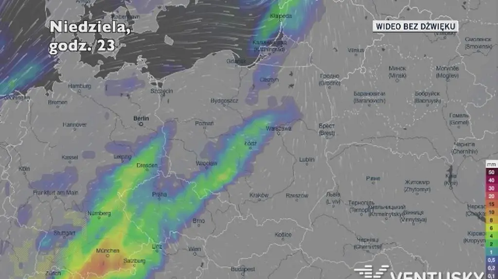 Opady w najbliższych dniach (ventusky