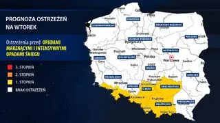 Prognoza zagrożeń IMGW na wtorek