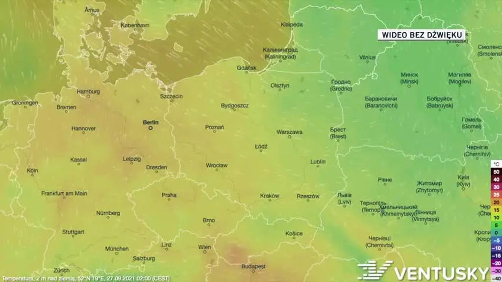 Prognozowana temperatura w ciągu kolejnych dni