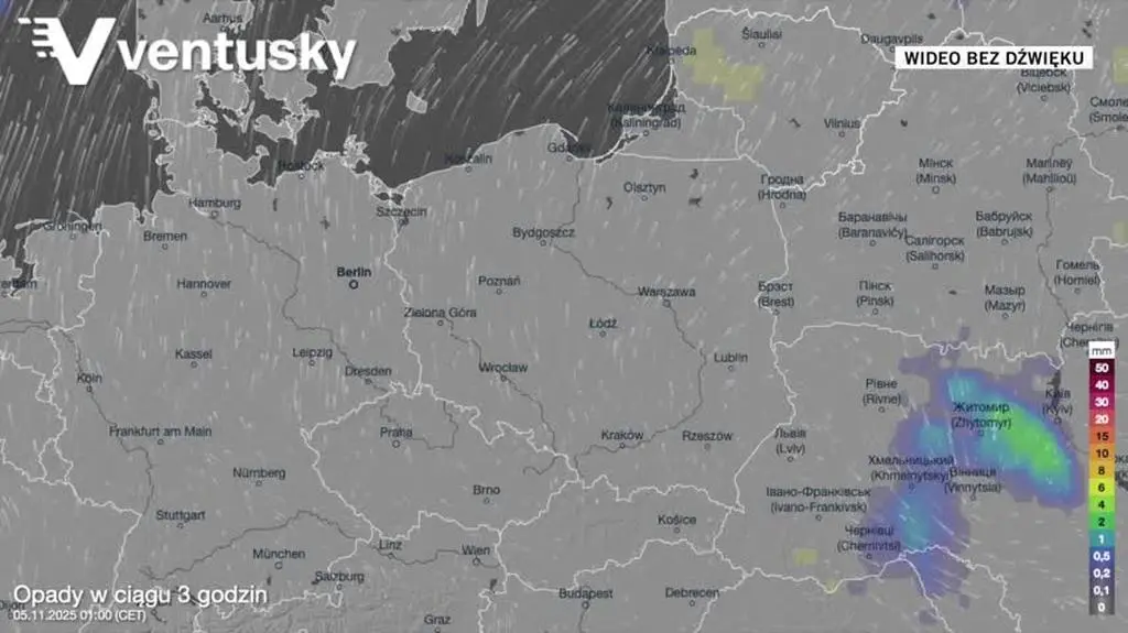 Prognozowane opady w kolejnych dniach