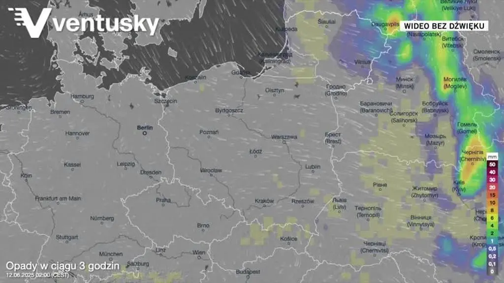 Prognozowane opady w kolejnych dniach