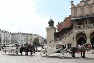 Dorożki na Rynku Głównym w Krakowie