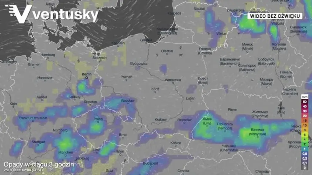 Prognozowane opady w kolejnych dniach